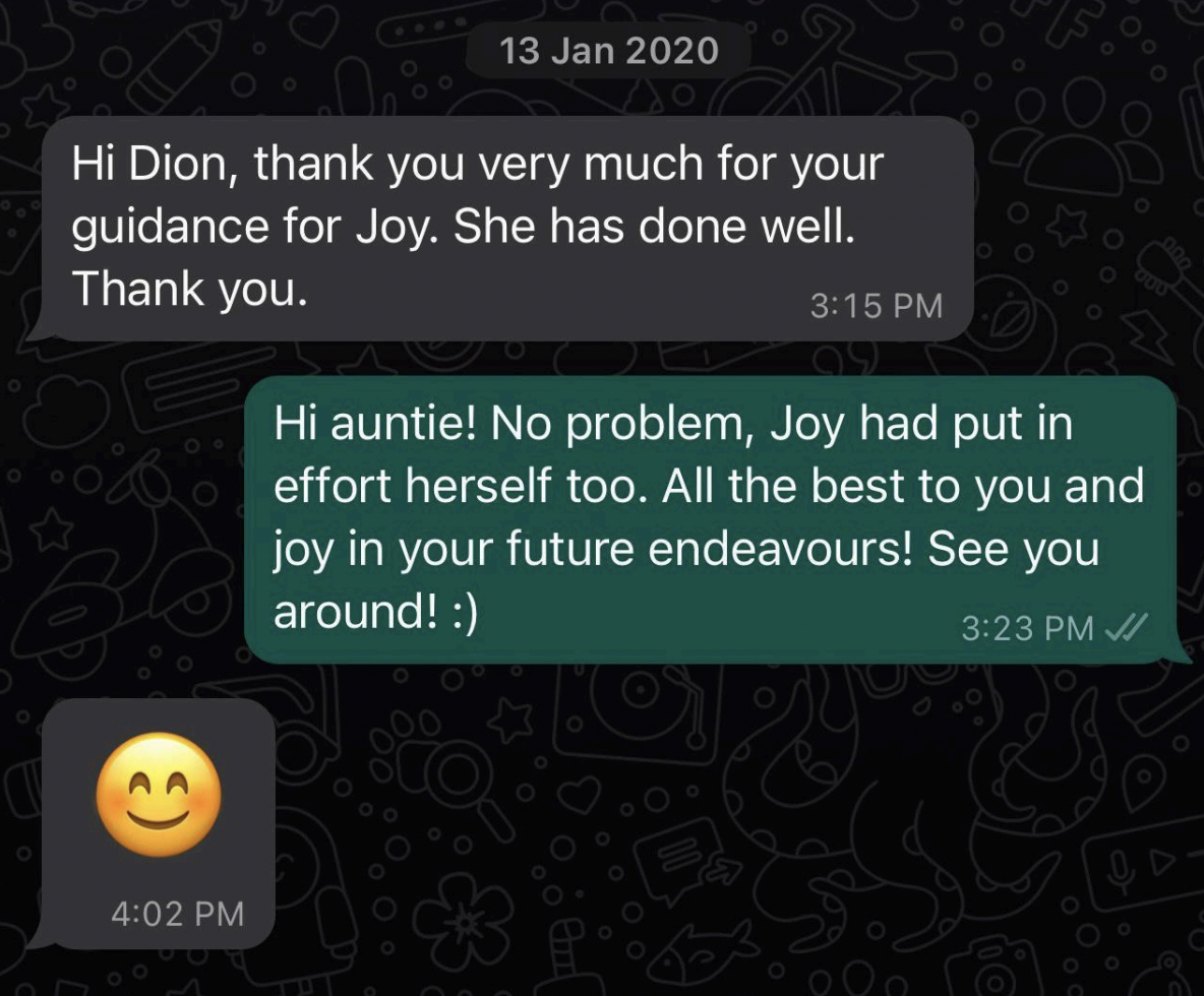 Happy parent with improved child results