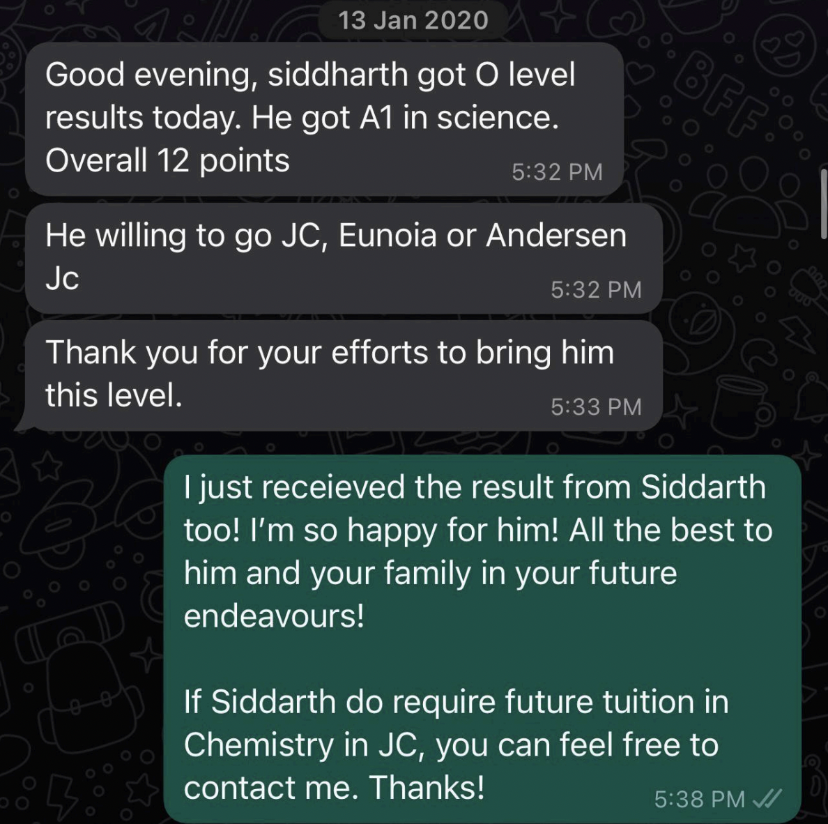 Students celebrating exam results