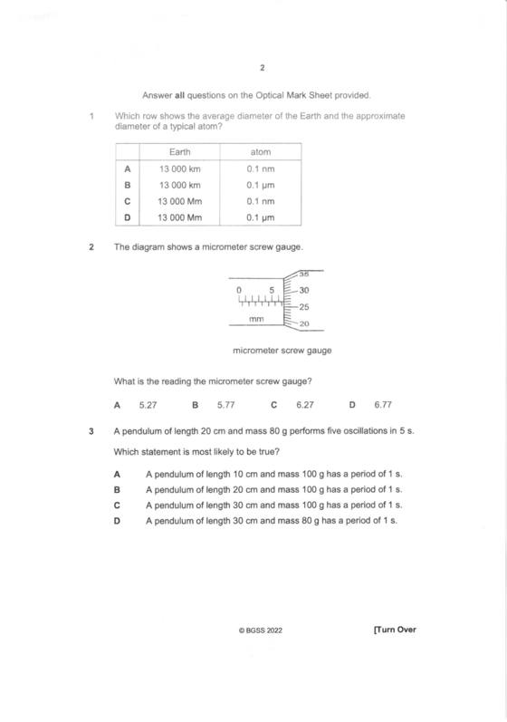 Bedok Green 2022 Sec 3 Physics End-of-Year Exam, page 1