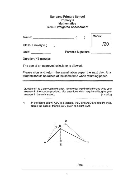 Nanyang 2023 P5 Maths Weighted Assessment 2, cover
