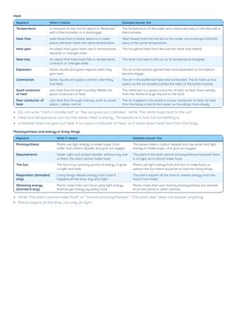 PSLE Science Keywords PDF, page 9 of 12: Energy (continued)