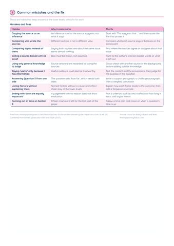 SEC Social Studies Answer Guide PDF, page 5 of 5: Common mistakes and the fix